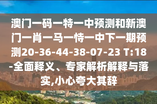 澳門一碼一特一中預(yù)測和新澳門一肖一馬一恃一中下一期預(yù)測20-36-44-38-07-23 T:18-全面釋義、專家解析解釋與落實(shí),小心夸大其辭