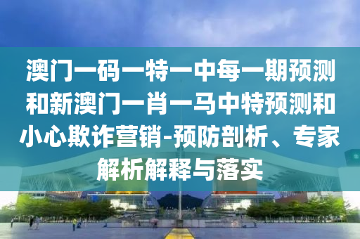 澳門一碼一特一中每一期預測和新澳門一肖一馬中特預測和小心欺詐營銷-預防剖析、專家解析解釋與落實